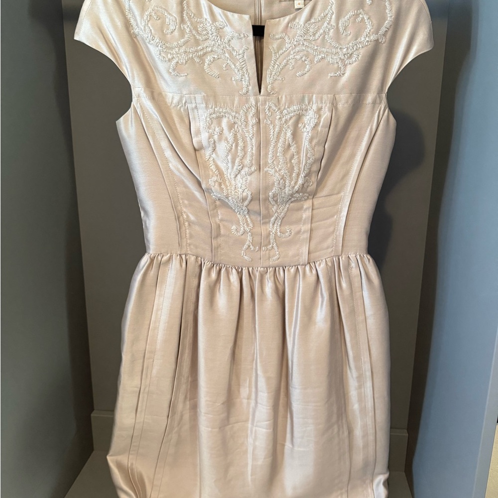 Tory Burch Cream Embroidered Mini Dress
